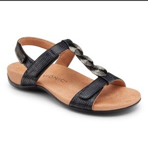 Vionic‎ Farra II Women's Comfort Sandals Black/ Gray Strappy, Slingback, Size 9